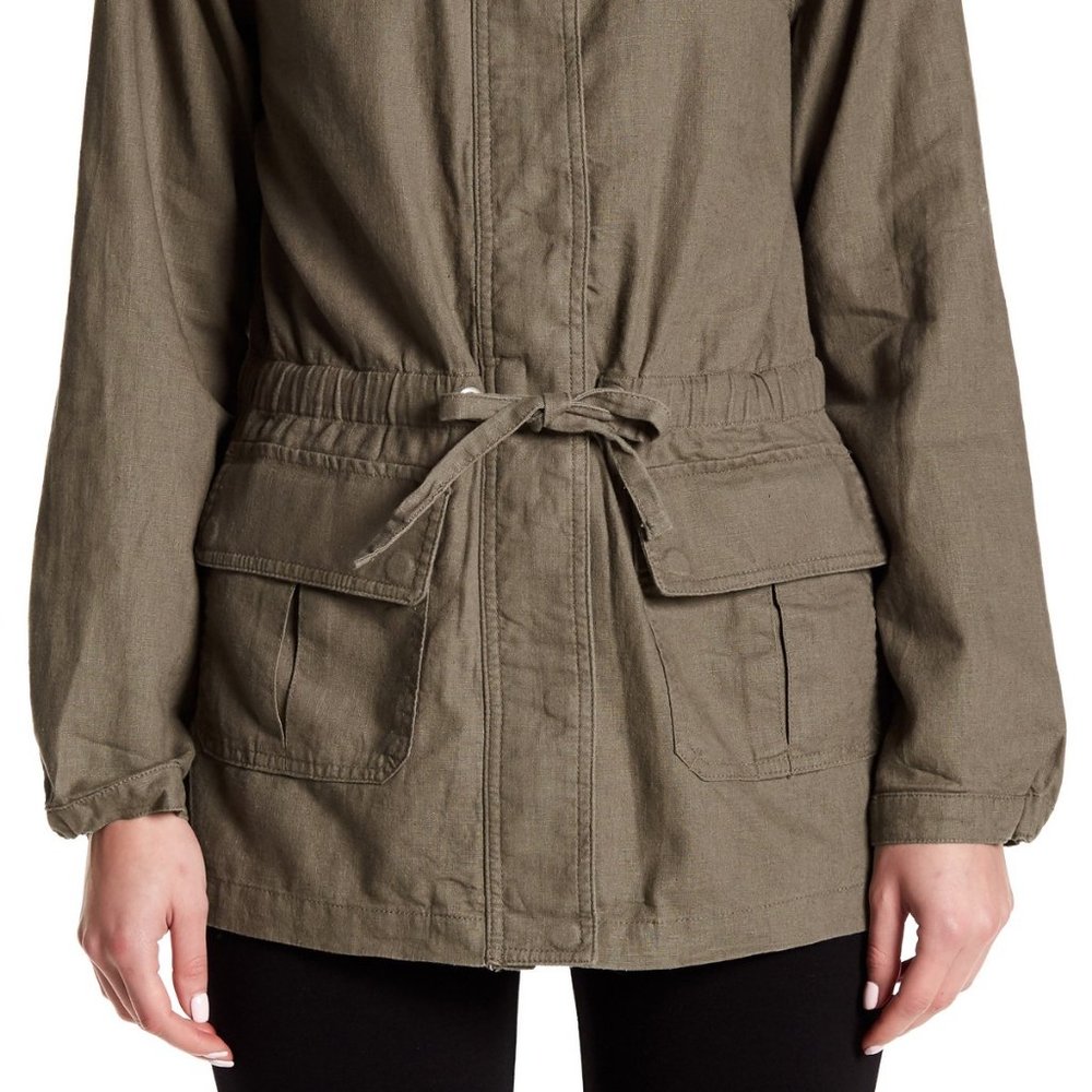 New JACKET Linen Cotton Hood Coat Topper Women's 4 Washable NWOT - Picture 4 of 7
